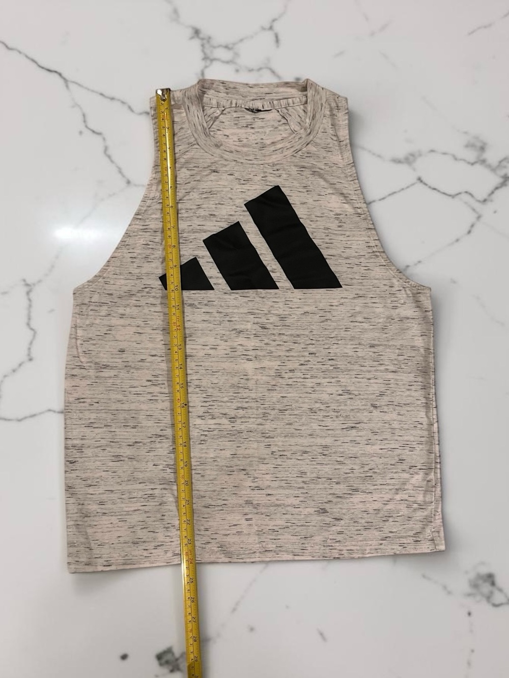 adidas Light Heather Gray Sleeveless Tank with Black Logo